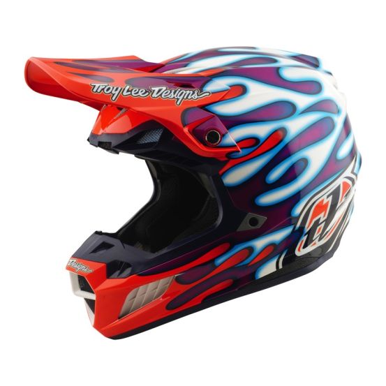 Casque cross Troy Lee Designs 2026 SE5 Composite Overspray - Violet Blanc