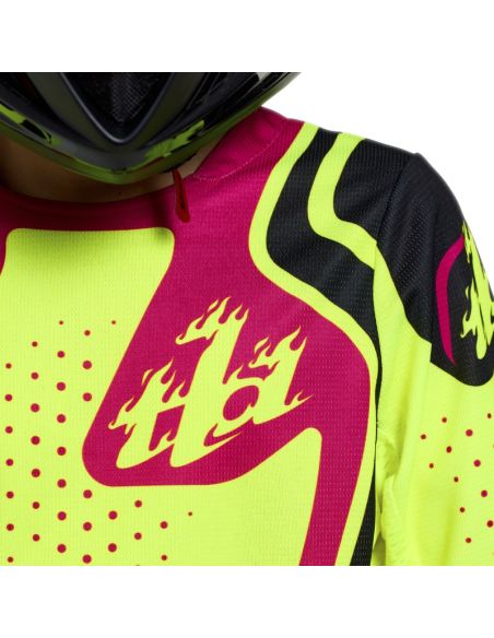 Maillot cross enfant Troy Lee Designs 2026 GP Pro Roller - Jaune fluo Fuchsia