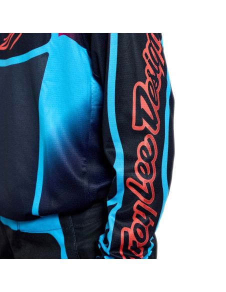 Maillot cross enfant Troy Lee Designs 2026 GP Pro Framework - Noir Bleu Cyan
