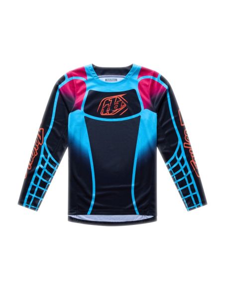 Maillot cross enfant Troy Lee Designs 2026 GP Pro Framework - Noir Bleu Cyan