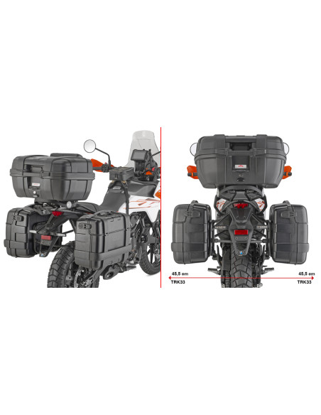 Supports valises Givi Monokey PLO7718MK KTM 390 Adventure X 390 Adventure R 2025 - 2026