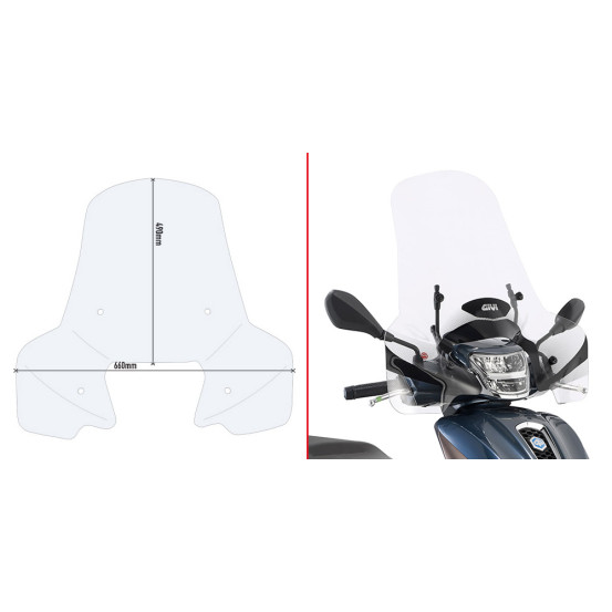 Bulle Givi 7057A Kymco - Piaggio - Sym - Incolore