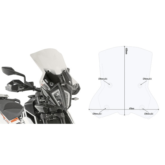 Bulle Givi 7710DT KTM 390 Adventure 2020 - 2021 790 Adventure/R 2019 - 2020 890 Adventure 2021 - Incolore