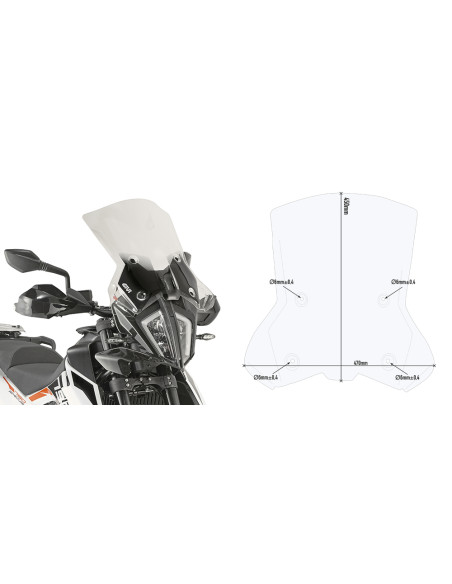 Bulle Givi 7710DT KTM 390 Adventure 2020 - 2021 790 Adventure/R 2019 - 2020 890 Adventure 2021 - Incolore