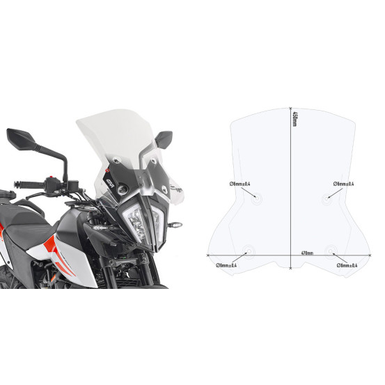 Bulle Givi 7710DT KTM 390 Adventure 2020 - 2021 790 Adventure/R 2019 - 2020 890 Adventure 2021 - Incolore