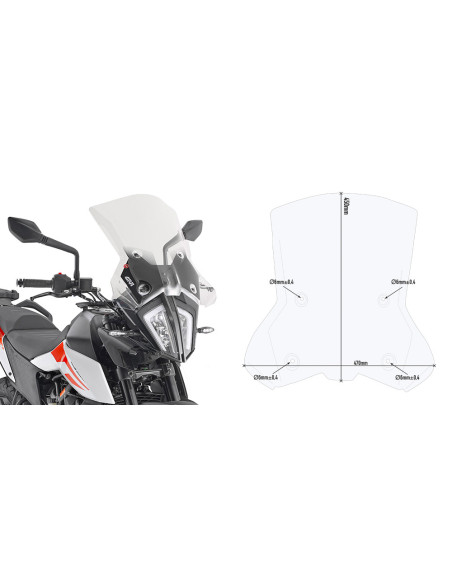 Bulle Givi 7710DT KTM 390 Adventure 2020 - 2021 790 Adventure/R 2019 - 2020 890 Adventure 2021 - Incolore
