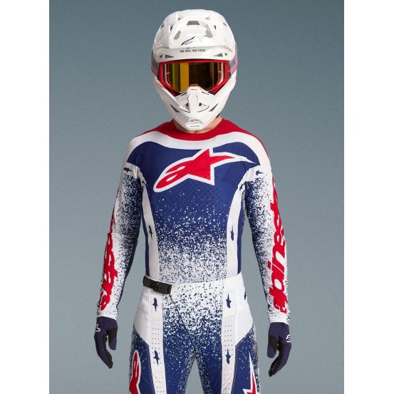Maillot cross Alpinestars 2026 Techstar Edition limitée Unity - Bleu Blanc Rouge