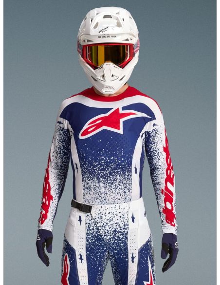 Maillot cross Alpinestars 2026 Techstar Edition limitée Unity - Bleu Blanc Rouge