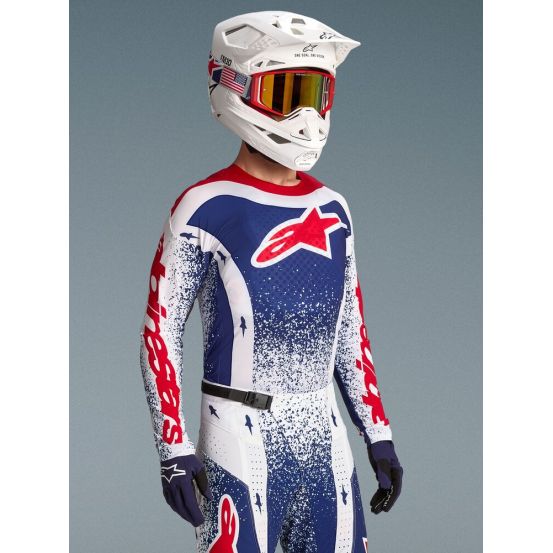 Maillot cross Alpinestars 2026 Techstar Edition limitée Unity - Bleu Blanc Rouge