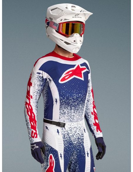 Maillot cross Alpinestars 2026 Techstar Edition limitée Unity - Bleu Blanc Rouge