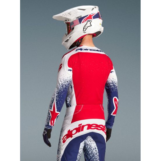 Maillot cross Alpinestars 2026 Techstar Edition limitée Unity - Bleu Blanc Rouge