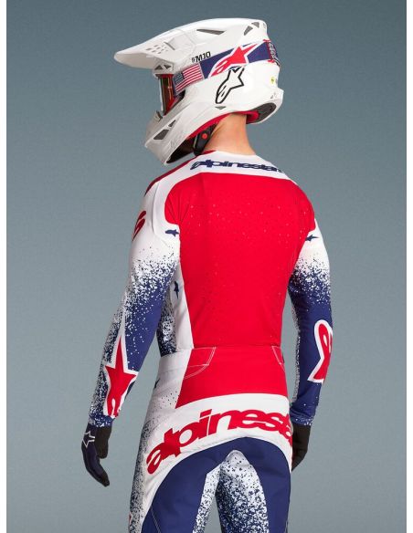 Maillot cross Alpinestars 2026 Techstar Edition limitée Unity - Bleu Blanc Rouge
