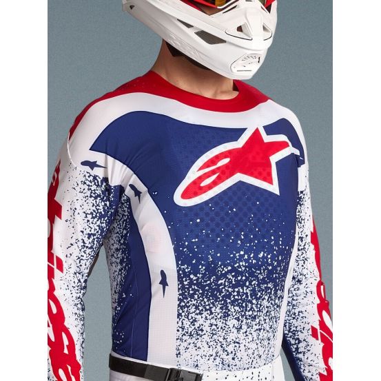 Maillot cross Alpinestars 2026 Techstar Edition limitée Unity - Bleu Blanc Rouge