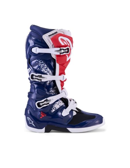Bottes cross Alpinestars 2026 Tech 7 Edition limitée Unity - Bleu Blanc Rouge