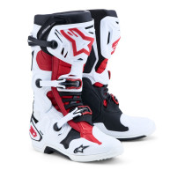 Bottes cross Alpinestars Tech 10 - Blanc Noir Rouge Vif
