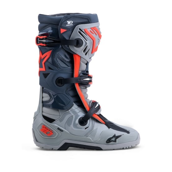 Bottes cross Alpinestars Tech 10 Enduro - Gris Rouge Fluo