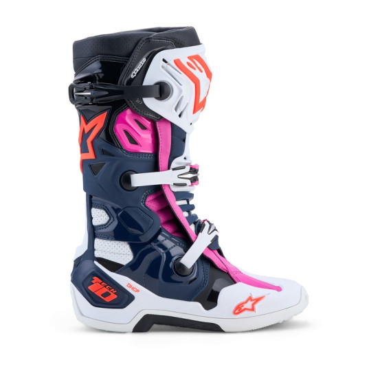 Bottes cross Alpinestars Tech 10 Supervented - Bleu Blanc Fuchsia