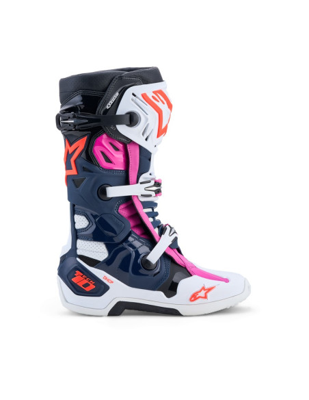 Bottes cross Alpinestars Tech 10 Supervented - Bleu Blanc Fuchsia