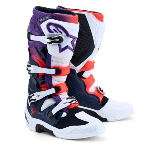 Bottes cross Alpinestars Tech 7 - Violet Blanc Bleu Rouge Fluo