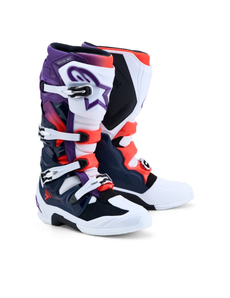 Bottes cross Alpinestars Tech 7 - Violet Blanc Bleu Rouge Fluo