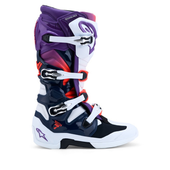 Bottes cross Alpinestars Tech 7 - Violet Blanc Bleu Rouge Fluo