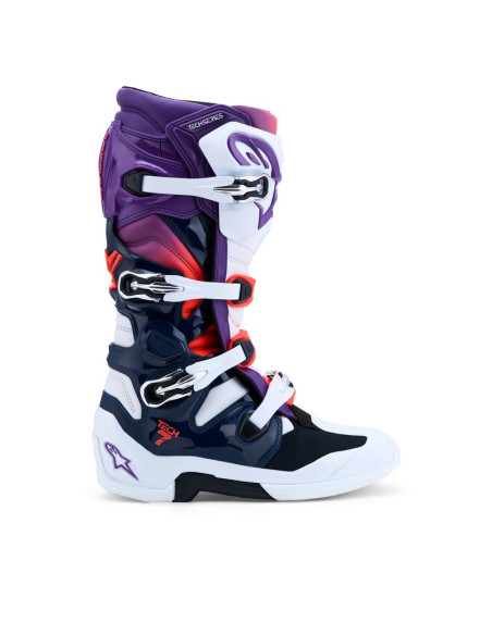 Bottes cross Alpinestars Tech 7 - Violet Blanc Bleu Rouge Fluo