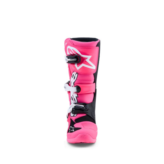 Bottes cross enfant Alpinestars Tech 7S - Rose Fluo Noir Blanc