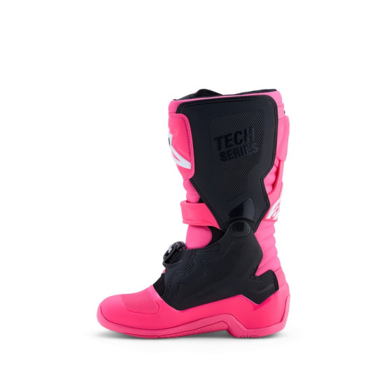 Bottes cross enfant Alpinestars Tech 7S - Rose Fluo Noir Blanc
