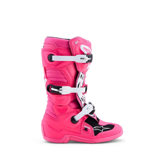 Bottes cross enfant Alpinestars Tech 7S - Rose Fluo Noir Blanc