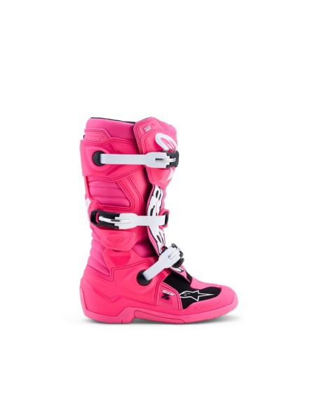 Bottes cross enfant Alpinestars Tech 7S - Rose Fluo Noir Blanc
