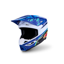 Casque cross Alpinestars 2027 S-M3 Falcon - Bleu Blanc Noir Rose Fluo Jaune Fluo