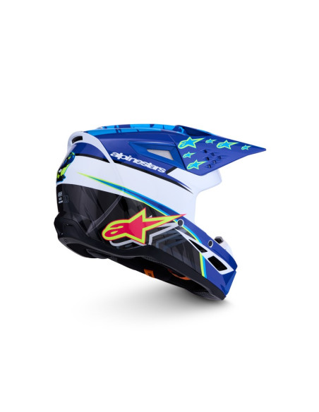 Casque cross Alpinestars 2027 S-M3 Falcon - Bleu Blanc Noir Rose Fluo Jaune Fluo