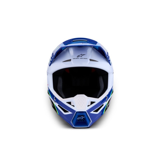 Casque cross Alpinestars 2027 S-M3 Falcon - Bleu Blanc Noir Rose Fluo Jaune Fluo