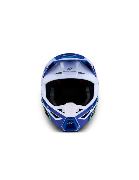 Casque cross Alpinestars 2027 S-M3 Falcon - Bleu Blanc Noir Rose Fluo Jaune Fluo