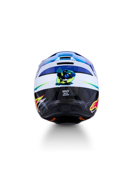 Casque cross Alpinestars 2027 S-M3 Falcon - Bleu Blanc Noir Rose Fluo Jaune Fluo