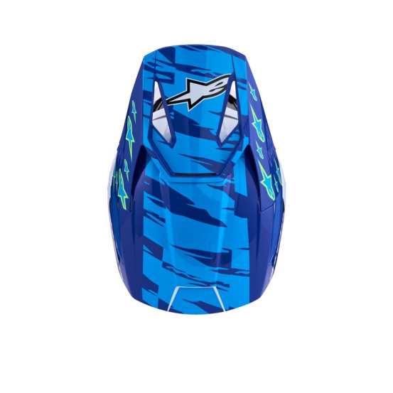 Casque cross Alpinestars 2027 S-M3 Falcon - Bleu Blanc Noir Rose Fluo Jaune Fluo