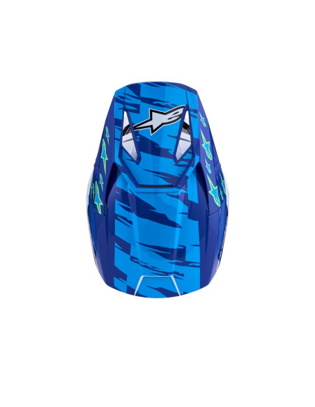 Casque cross Alpinestars 2027 S-M3 Falcon - Bleu Blanc Noir Rose Fluo Jaune Fluo