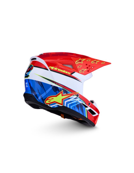 Casque cross Alpinestars 2027 S-M3 Falcon - Rouge Fluo Blanc Bleu Jaune Fluo