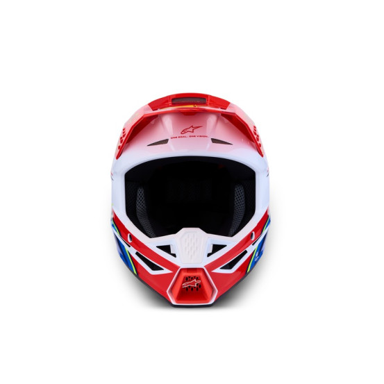 Casque cross Alpinestars 2027 S-M3 Falcon - Rouge Fluo Blanc Bleu Jaune Fluo