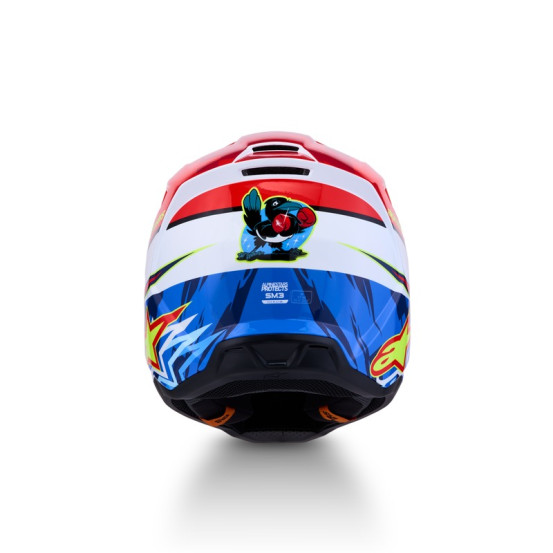 Casque cross Alpinestars 2027 S-M3 Falcon - Rouge Fluo Blanc Bleu Jaune Fluo