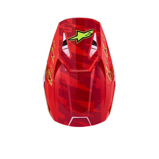 Casque cross Alpinestars 2027 S-M3 Falcon - Rouge Fluo Blanc Bleu Jaune Fluo