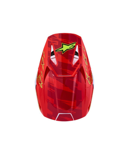 Casque cross Alpinestars 2027 S-M3 Falcon - Rouge Fluo Blanc Bleu Jaune Fluo