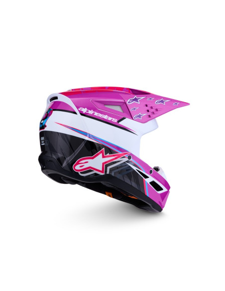 Casque cross Alpinestars 2027 S-M3 Falcon - Violet Blanc Rose Fluo