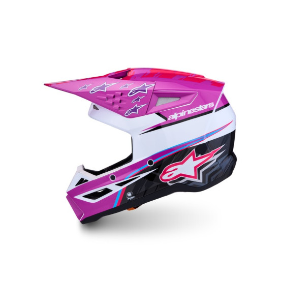 Casque cross Alpinestars 2027 S-M3 Falcon - Violet Blanc Rose Fluo
