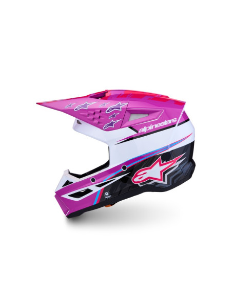 Casque cross Alpinestars 2027 S-M3 Falcon - Violet Blanc Rose Fluo