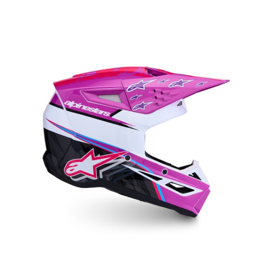 Casque cross Alpinestars 2027 S-M3 Falcon - Violet Blanc Rose Fluo