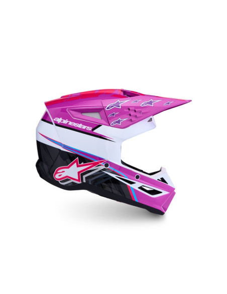 Casque cross Alpinestars 2027 S-M3 Falcon - Violet Blanc Rose Fluo