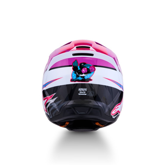 Casque cross Alpinestars 2027 S-M3 Falcon - Violet Blanc Rose Fluo