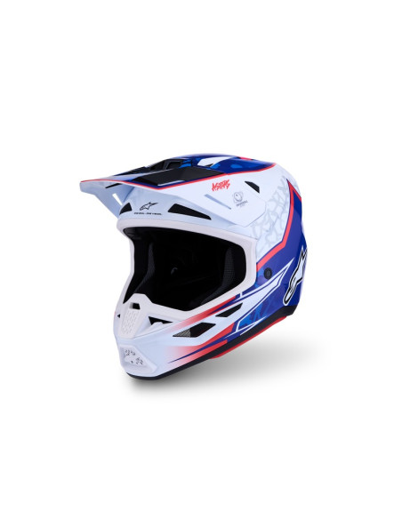 Casque cross Alpinestars 2027 S-M7 Blaster - Blanc Bleu Rouge