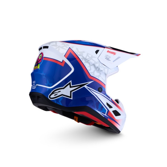 Casque cross Alpinestars 2027 S-M7 Blaster - Blanc Bleu Rouge